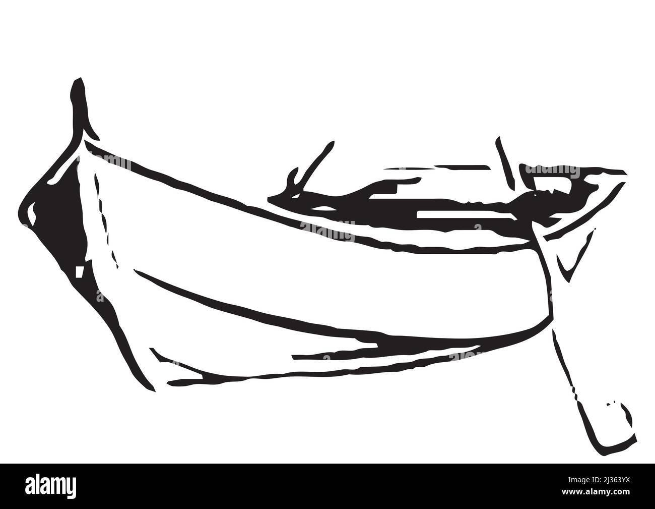 illustration de l'ombre noire et blanche d'un bateau en bois avec pince à cheveux sur fond noir blanc le mieux dans un véhicule aquatique vectoriel Illustration de Vecteur