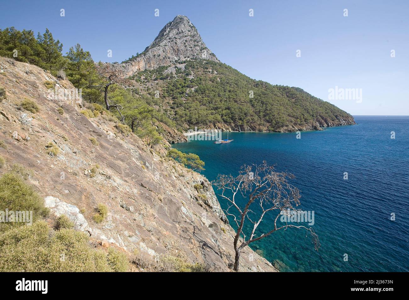 Baie idyllique d'Adrasan, Lykia, Turquie, mer Méditerranée Banque D'Images