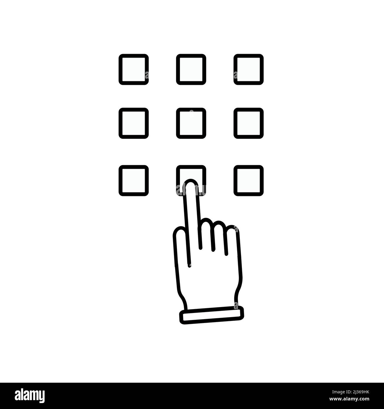 Le code pin. Mot de passe et déverrouiller, l'accès, d'identification, symbole de déverrouillage. Télévision Vector illustration. Button Illustration de Vecteur