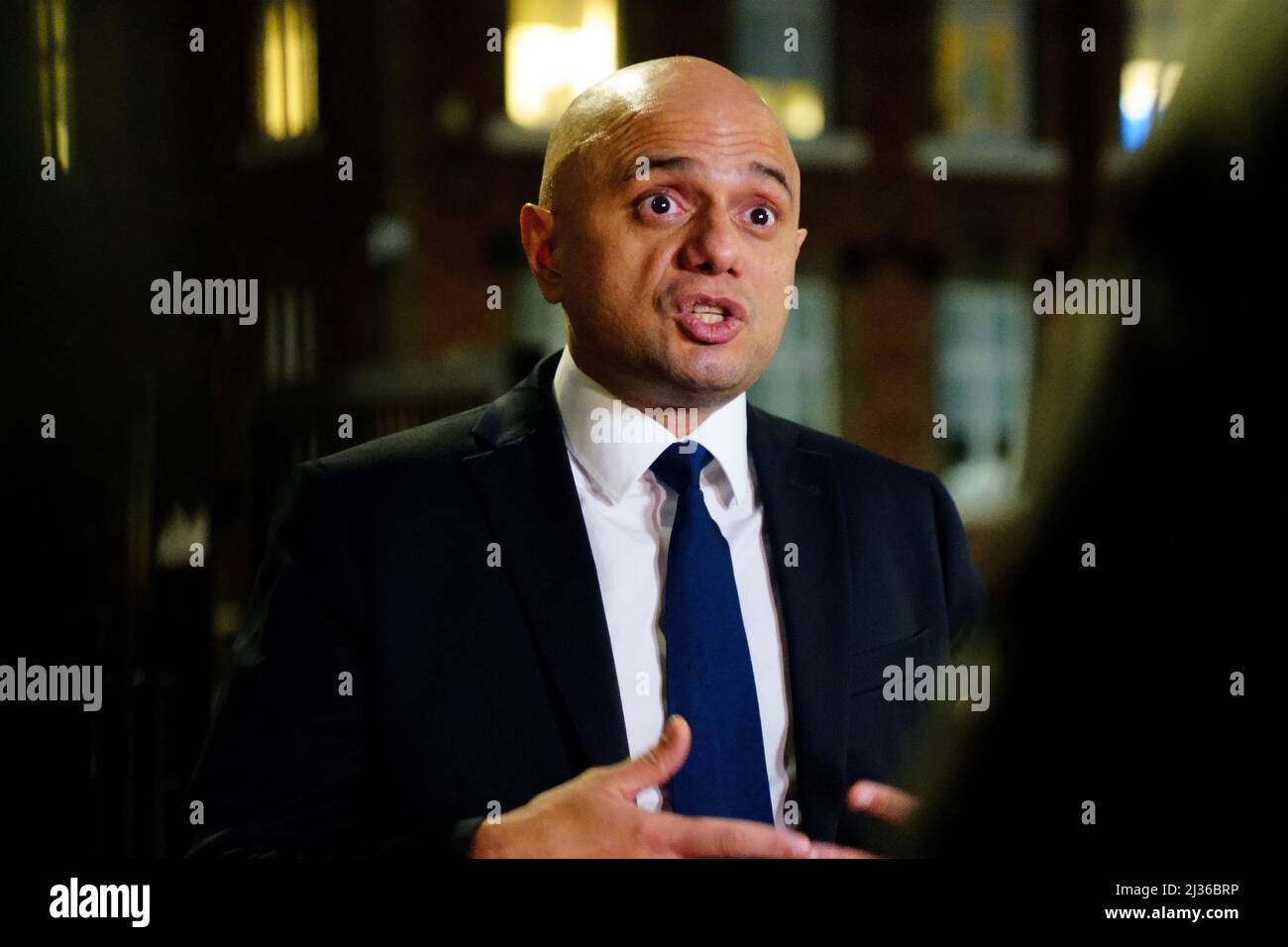 Photo du dossier datée du 09/02/22 du secrétaire à la Santé Sajid Javid qui a dit qu'il est juste que lorsqu'il s'agit de la thérapie de conversion pour les personnes transgenres 'nous devons être plus prudent'. Banque D'Images