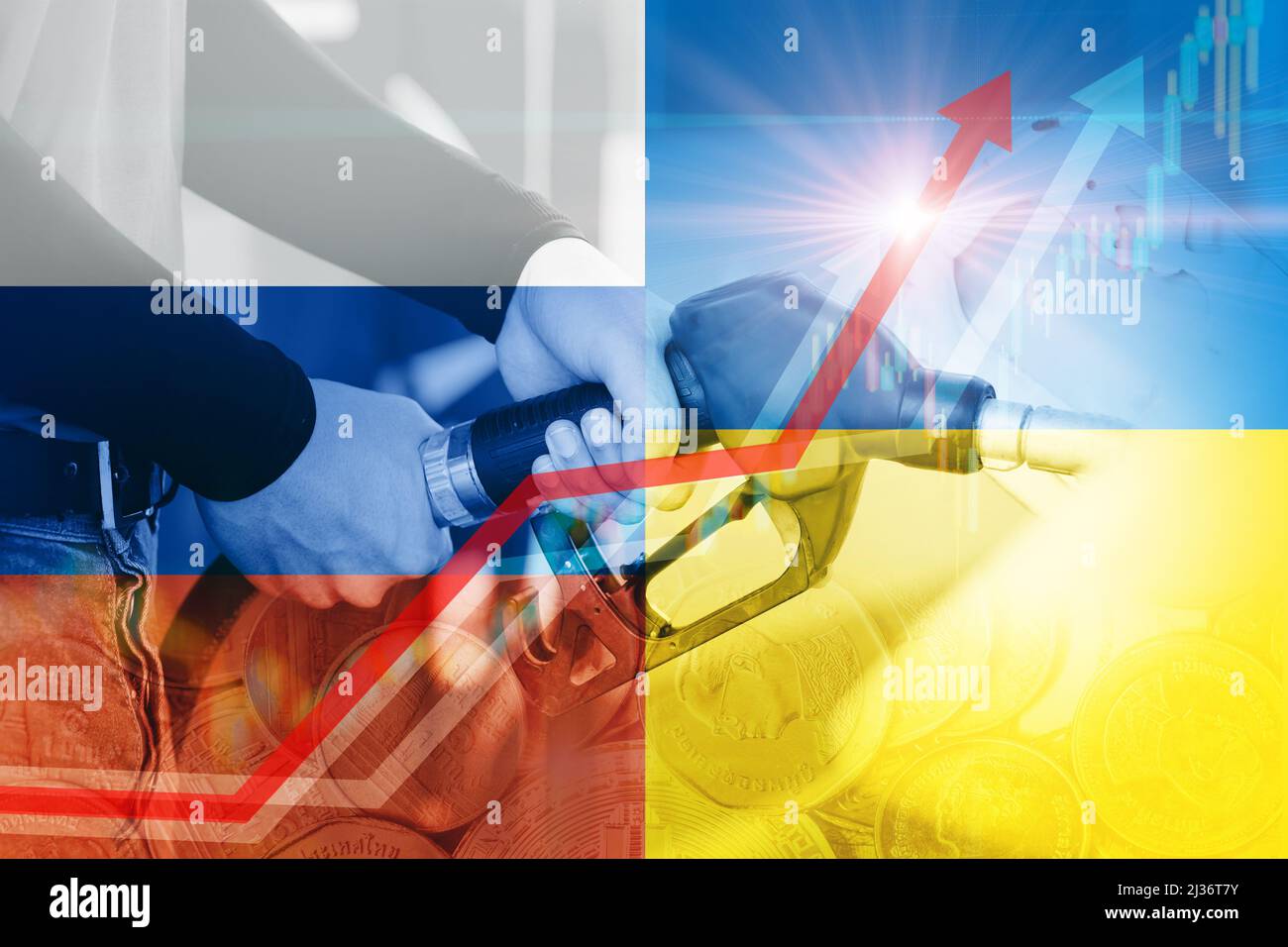 Le prix élevé du gaz combustible a atteint un nouveau record en Ukraine Russie conflit concept. Banque D'Images