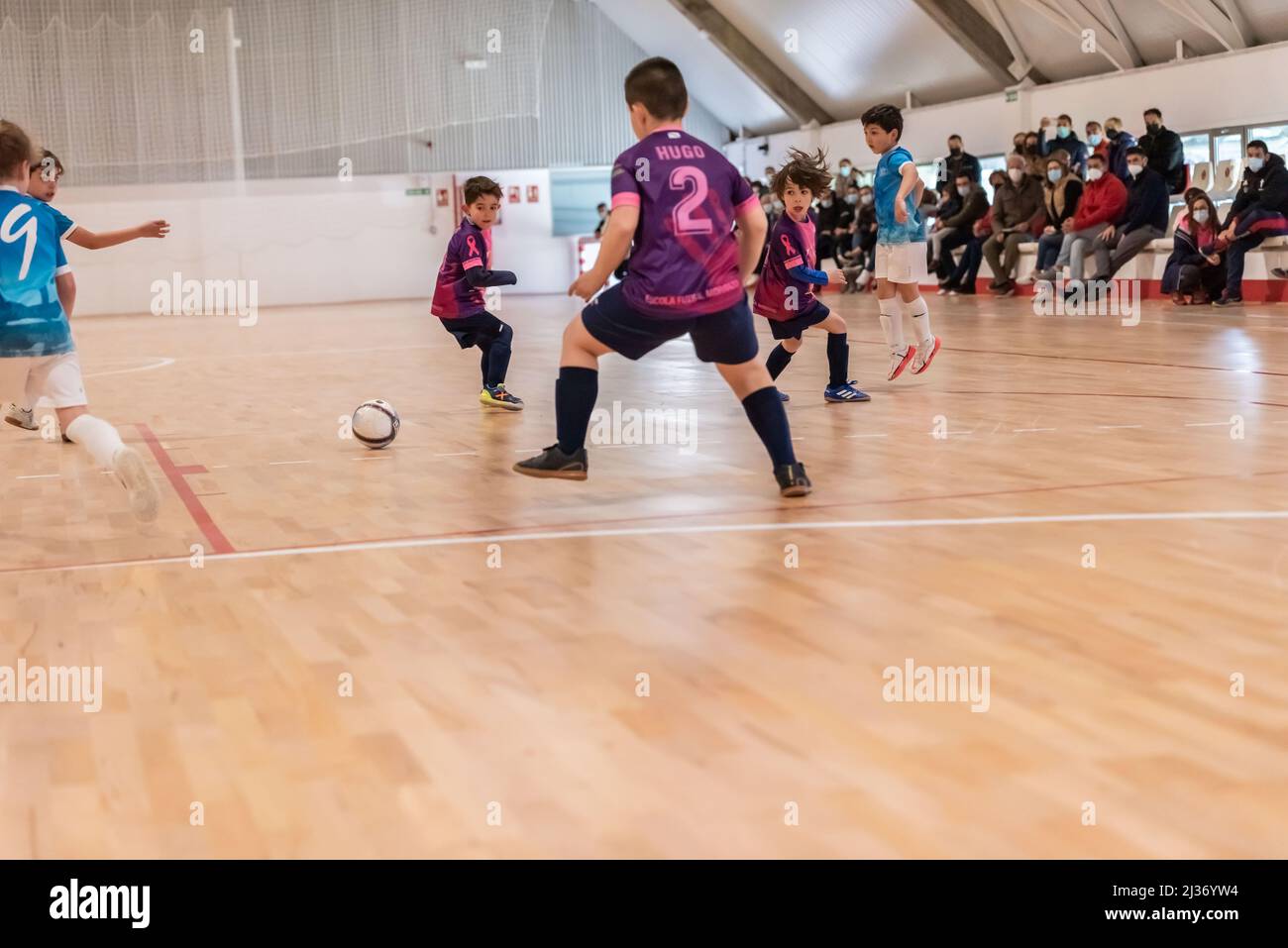 Vigo, Espagne, 3rd avril 2022. Championnat régional mixte de ligue d'enfants Banque D'Images