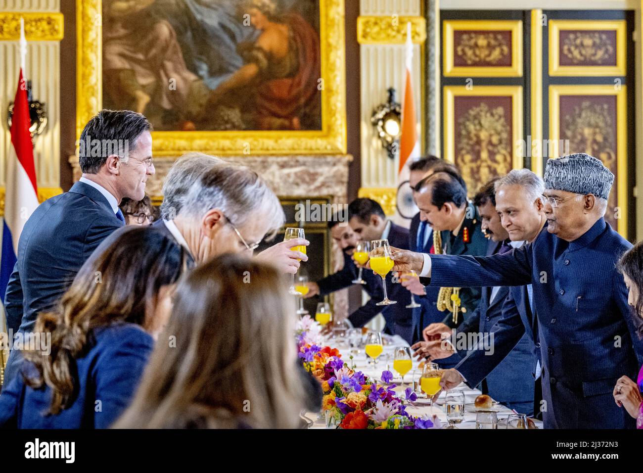 2022-04-06 12:32:54 LA HAYE - le Président de l'Inde RAM Nath Kovind et sa femme Savita Kovind rencontrent le Premier ministre Mark Rutte le dernier jour de la visite d'État. ANP ROBIN UTRECHT pays-bas - belgique sortie Banque D'Images