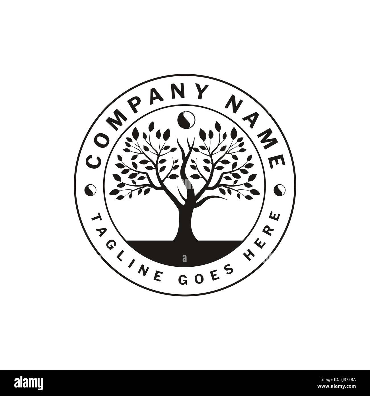 Logo du sceau Family Tree of Life Stamp Emblem.Vintage illustration du logo de la silhouette d'arbre Illustration de Vecteur