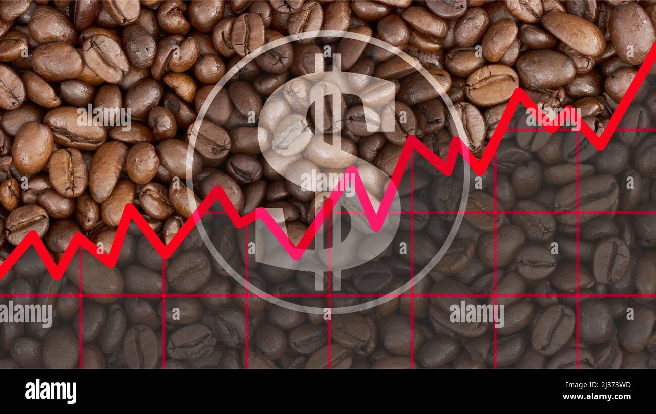 Image symbolique sur le sujet de la hausse des prix du café Banque D'Images