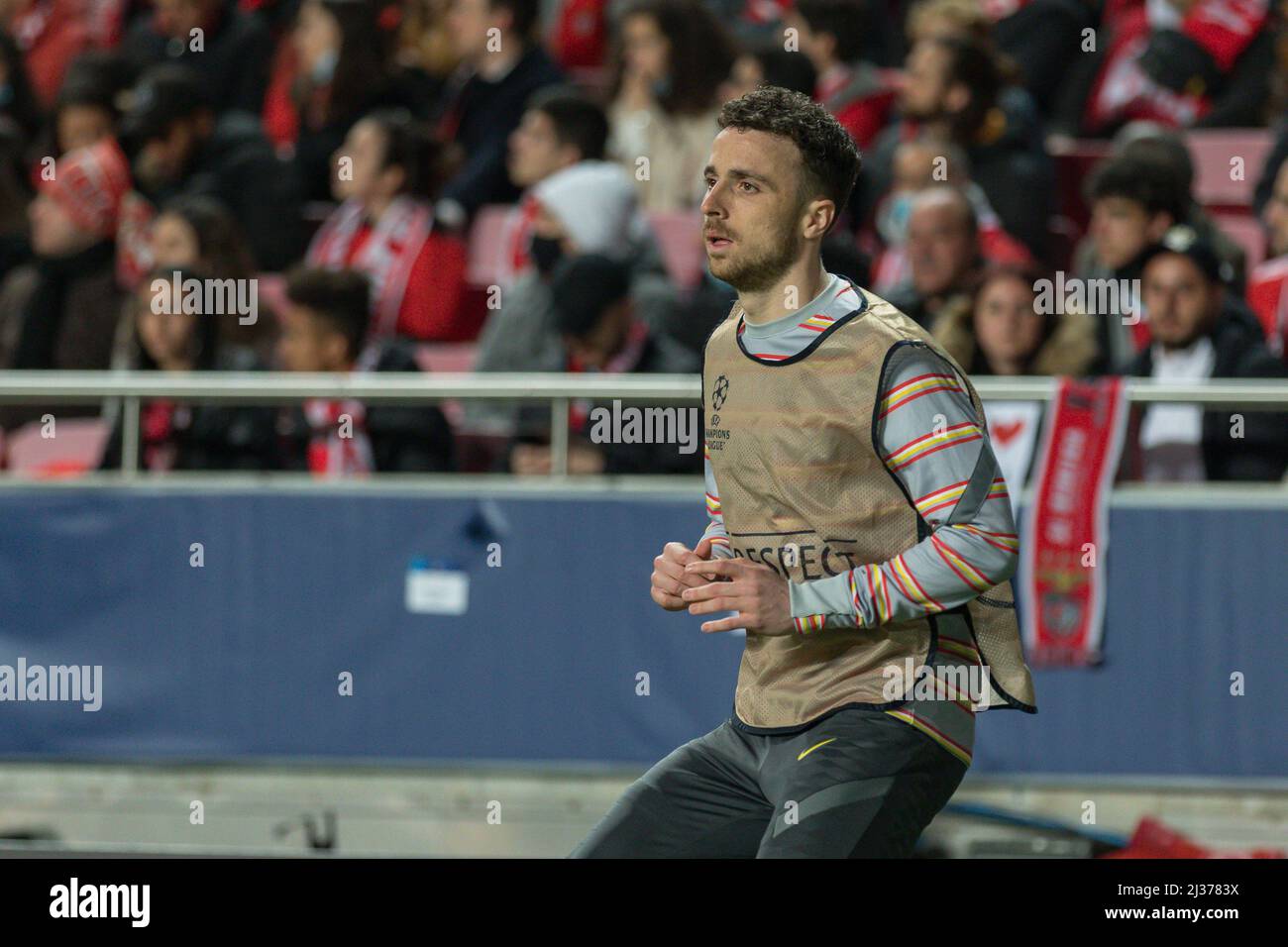 Lisbonne, Portugal. 05 avril 2022. L'avant-projet de Liverpool du Portugal Diogo Jota (20) en action pendant le match de la finale de la coupe du quartier de 1st pour la Ligue des champions de l'UEFA, Benfica vs Liverpool Credit: Alexandre de Sousa/Alay Live News Banque D'Images