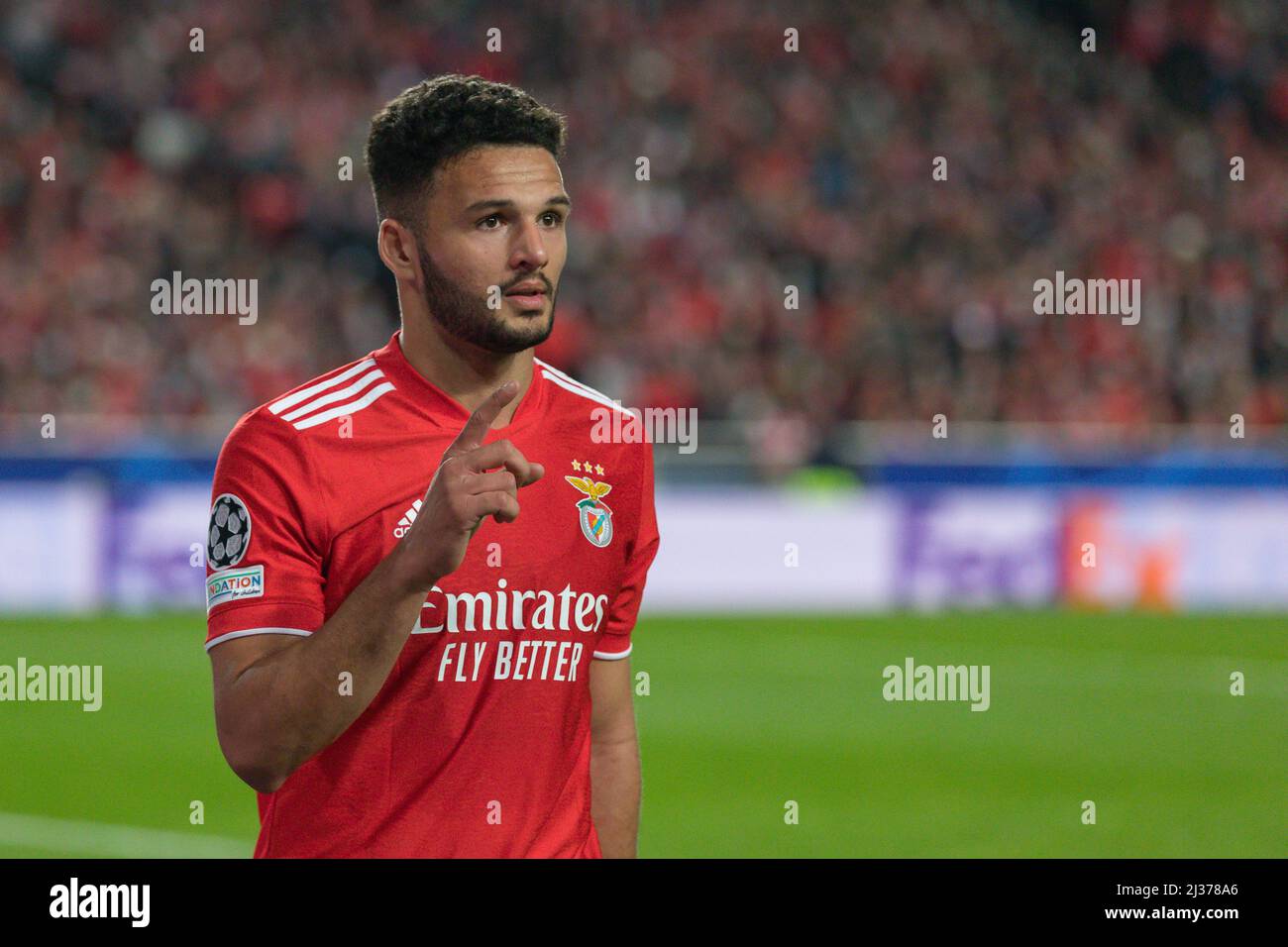 05 avril 2022. Lisbonne, Portugal. L'avant de Benfica du Portugal Goncalo Ramos (88) en action pendant le match de la coupe du quartier 1st pour la Ligue des champions de l'UEFA, Benfica vs Liverpool crédit: Alexandre de Sousa/Alay Live News Banque D'Images
