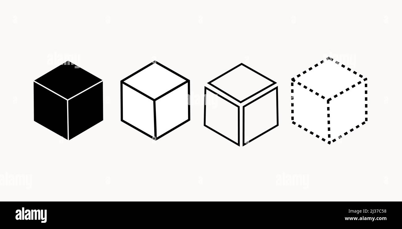 jeu de 3d icônes de cube. Logo de symbole tridimensionnel. Collection Black cubes. Illustration de Vecteur