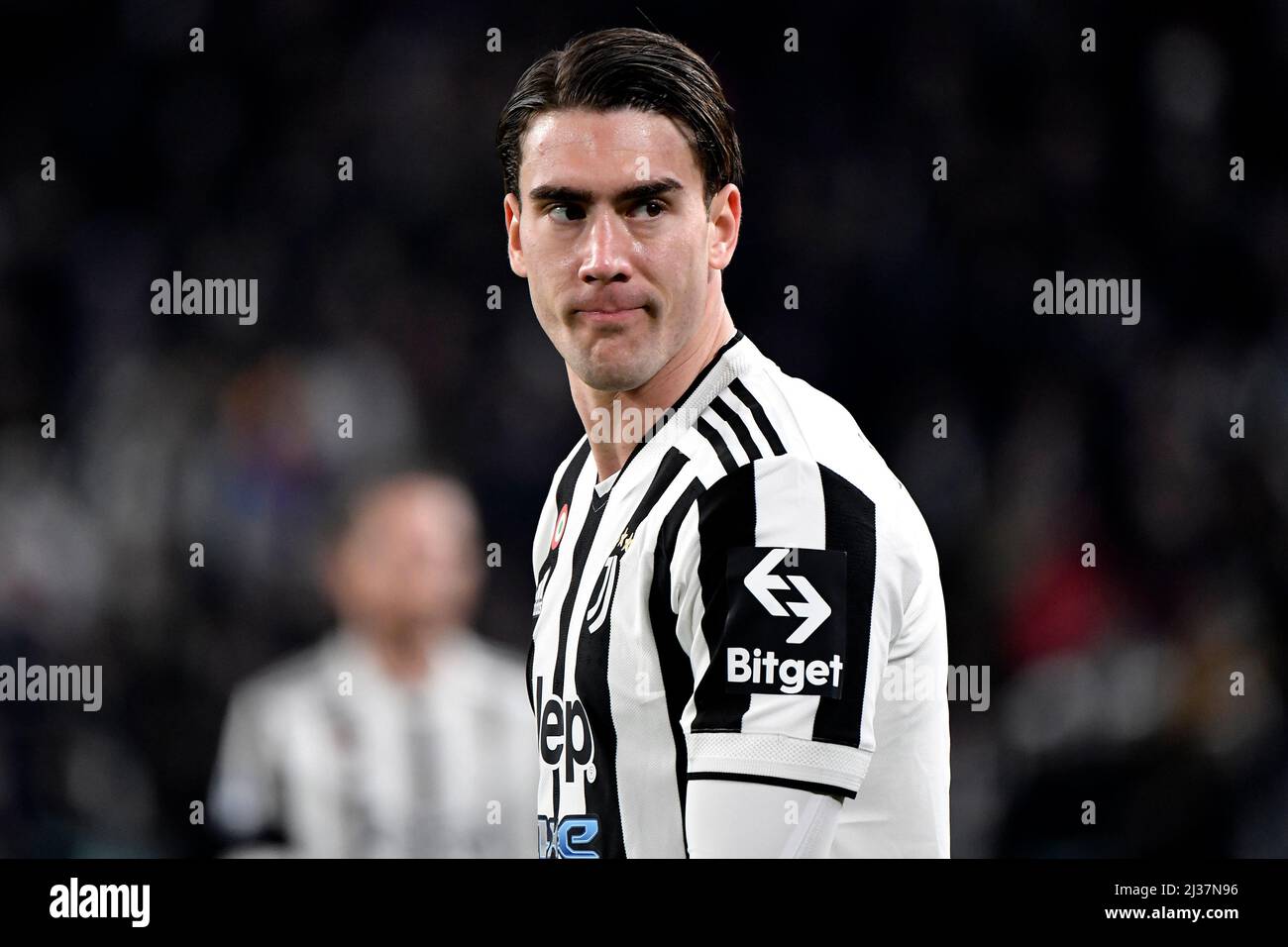 Dusan Vlahovic de Juventus FC pendant la série Un match de football 2021/2022 entre Juventus FC et FC Internazionale au stade Juventus de Turin (ITA Banque D'Images