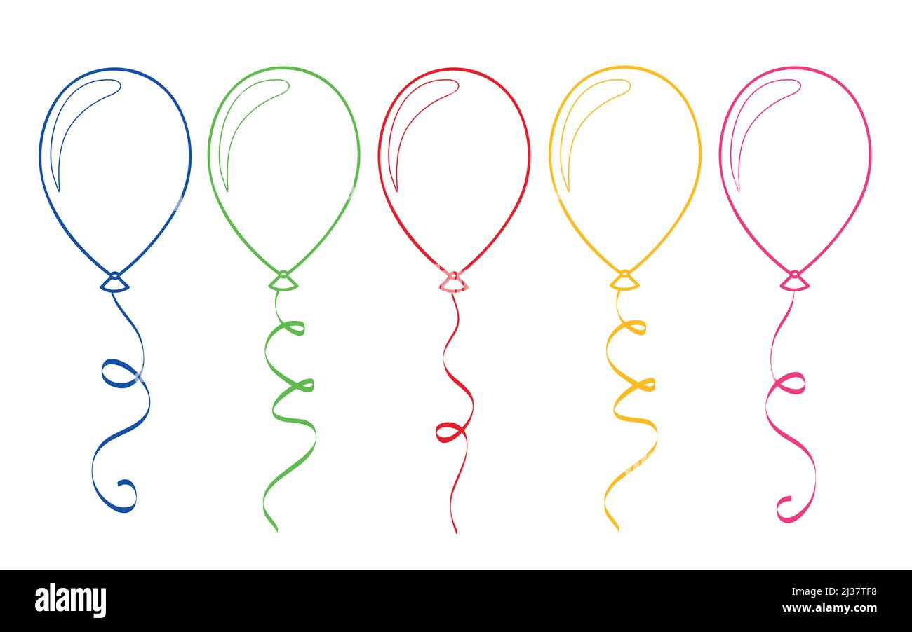 ballons colorés pour livre de coloriage isolé sur fond blanc Illustration de Vecteur