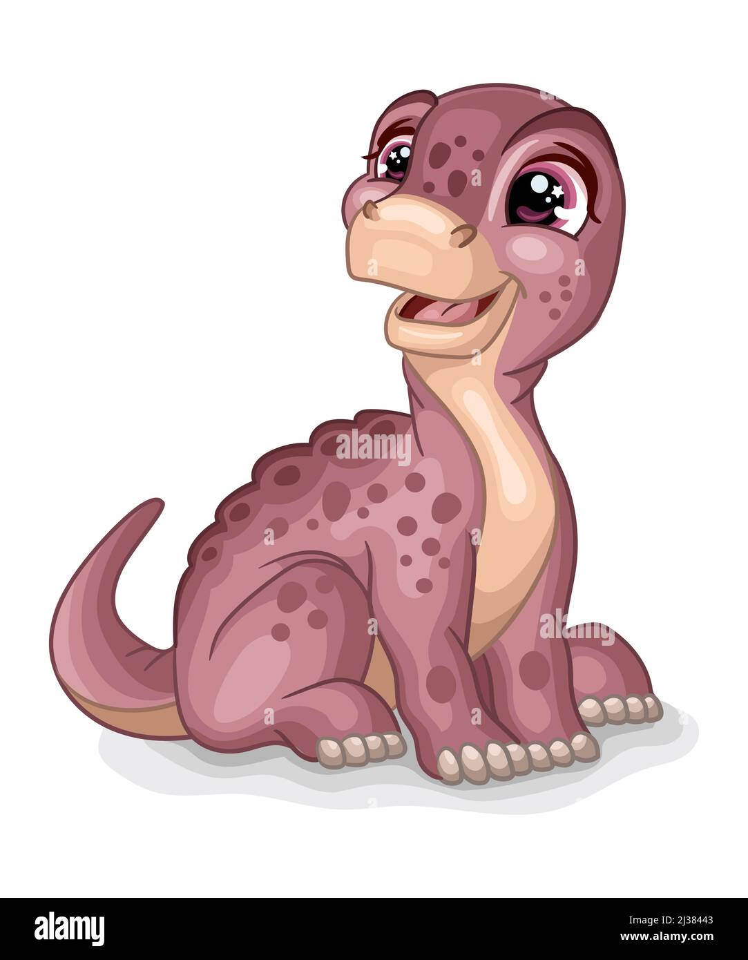 Bébé dinosaure brontosaurus. Joli personnage de dessin animé. Illustration vectorielle isolée sur fond blanc. Pour l'impression, le design, la publicité, la papeterie, t-sh Illustration de Vecteur