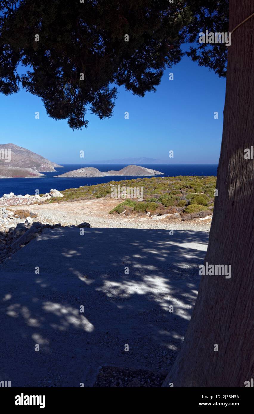 Livadia, Tilos, îles du Dodécanèse, Egée du Sud, la Grèce. Banque D'Images