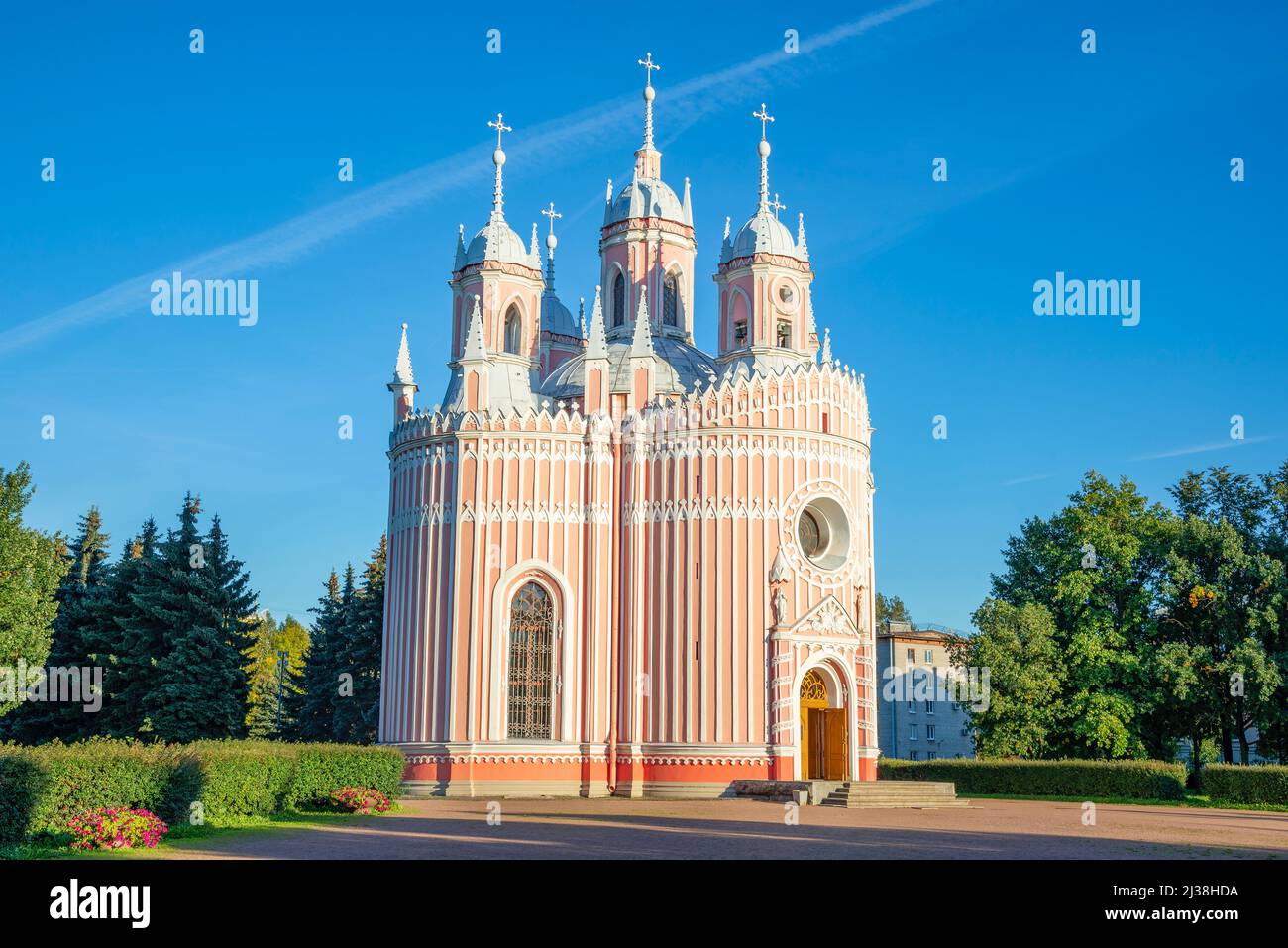 L'église de la Nativité de Saint-Jean-Baptiste (Chesmenskaya), le jour de septembre. Saint-Pétersbourg, Russie Banque D'Images