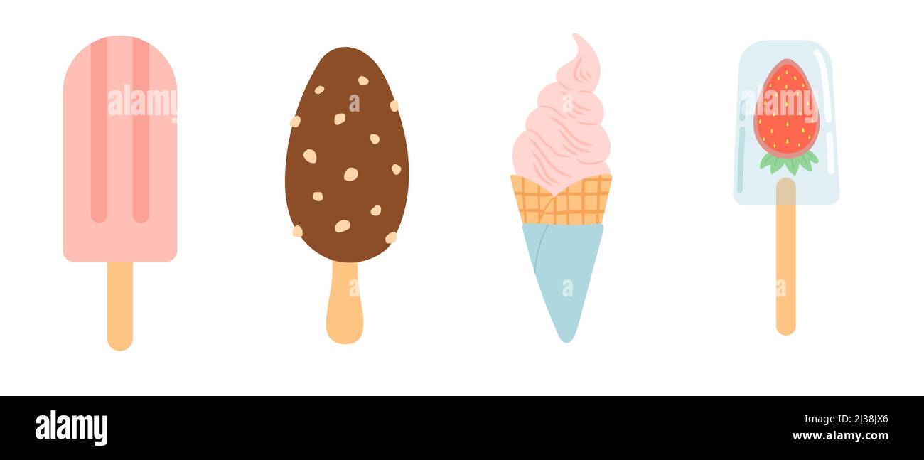 Ensemble été de glace, motif plat, vecteur Illustration de Vecteur