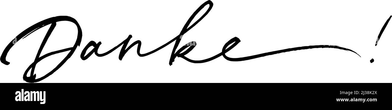 Merci dans la calligraphie moderne allemande de pinceau. Illustration de Vecteur