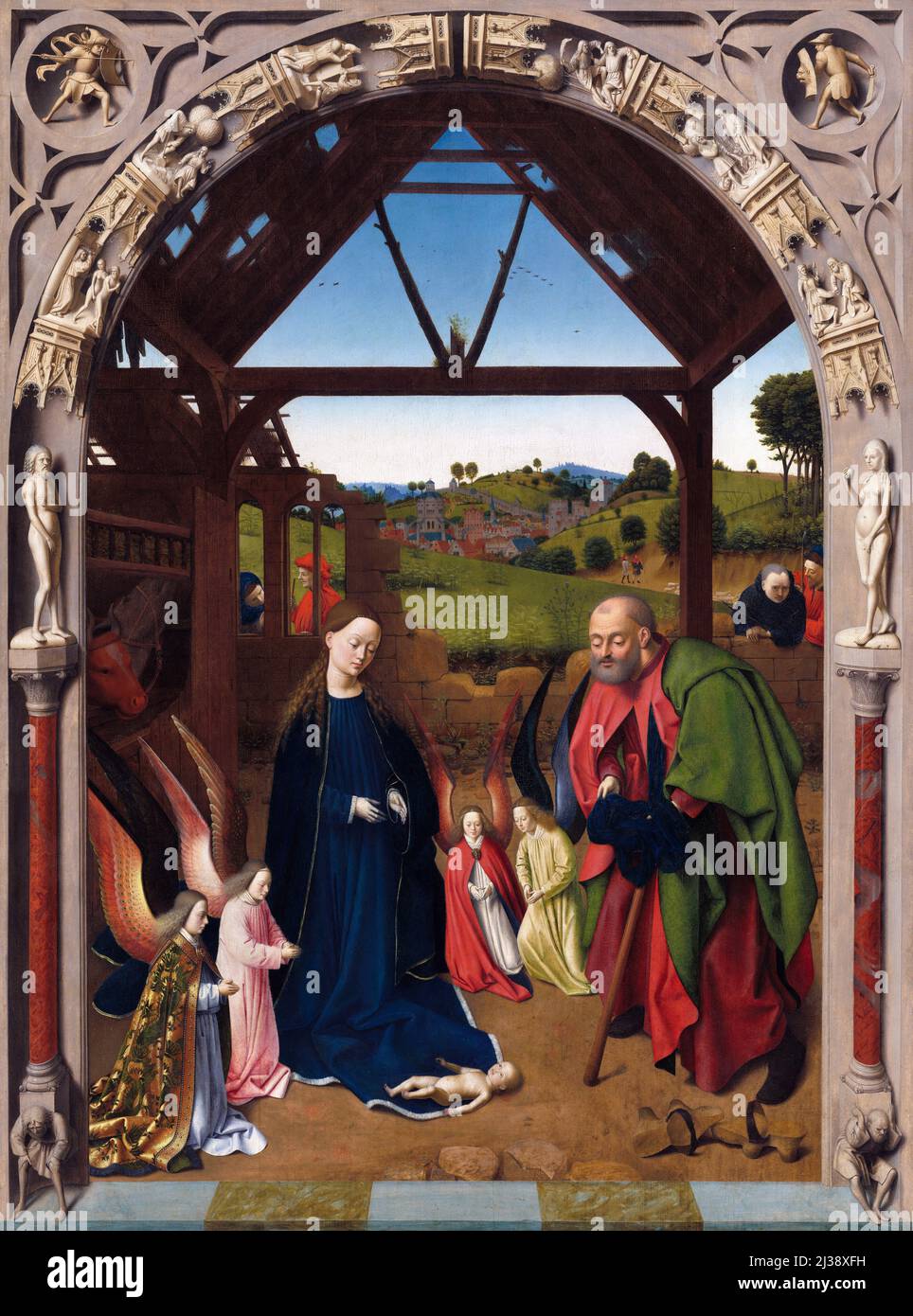 Petrus Christus (1425-1476) 'la Nativité', huile sur panneau de bois, c.1450 Banque D'Images