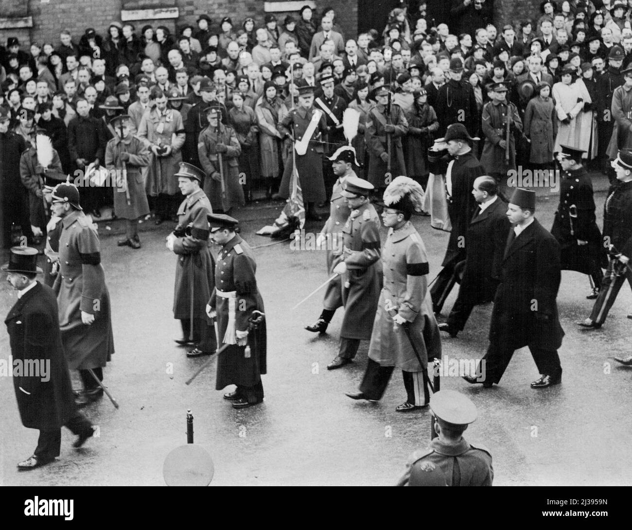 Funérailles du roi George à Windsor. Les rois étrangers et les représentants dans le cortège funéraire à Windsor. 28 janvier 1936. (Photo de Keystone). Banque D'Images