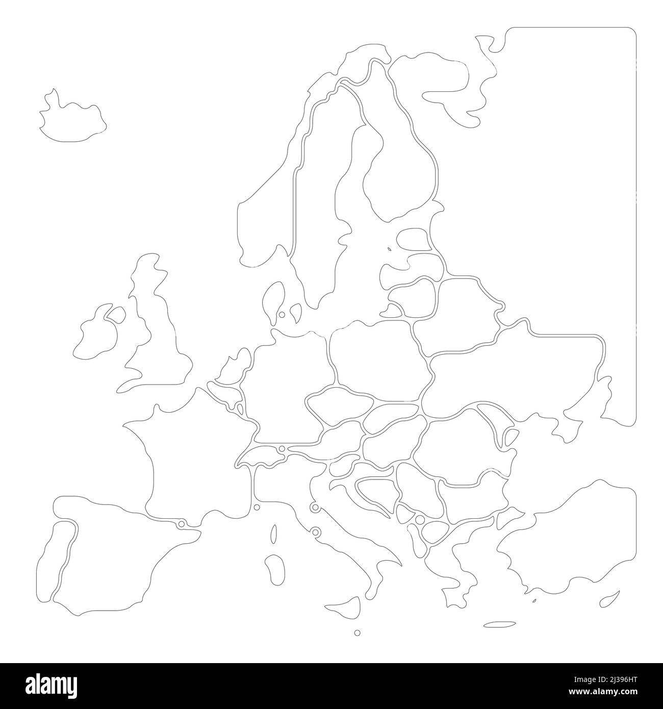 Carte simplifiée et fluide de l'Europe Illustration de Vecteur