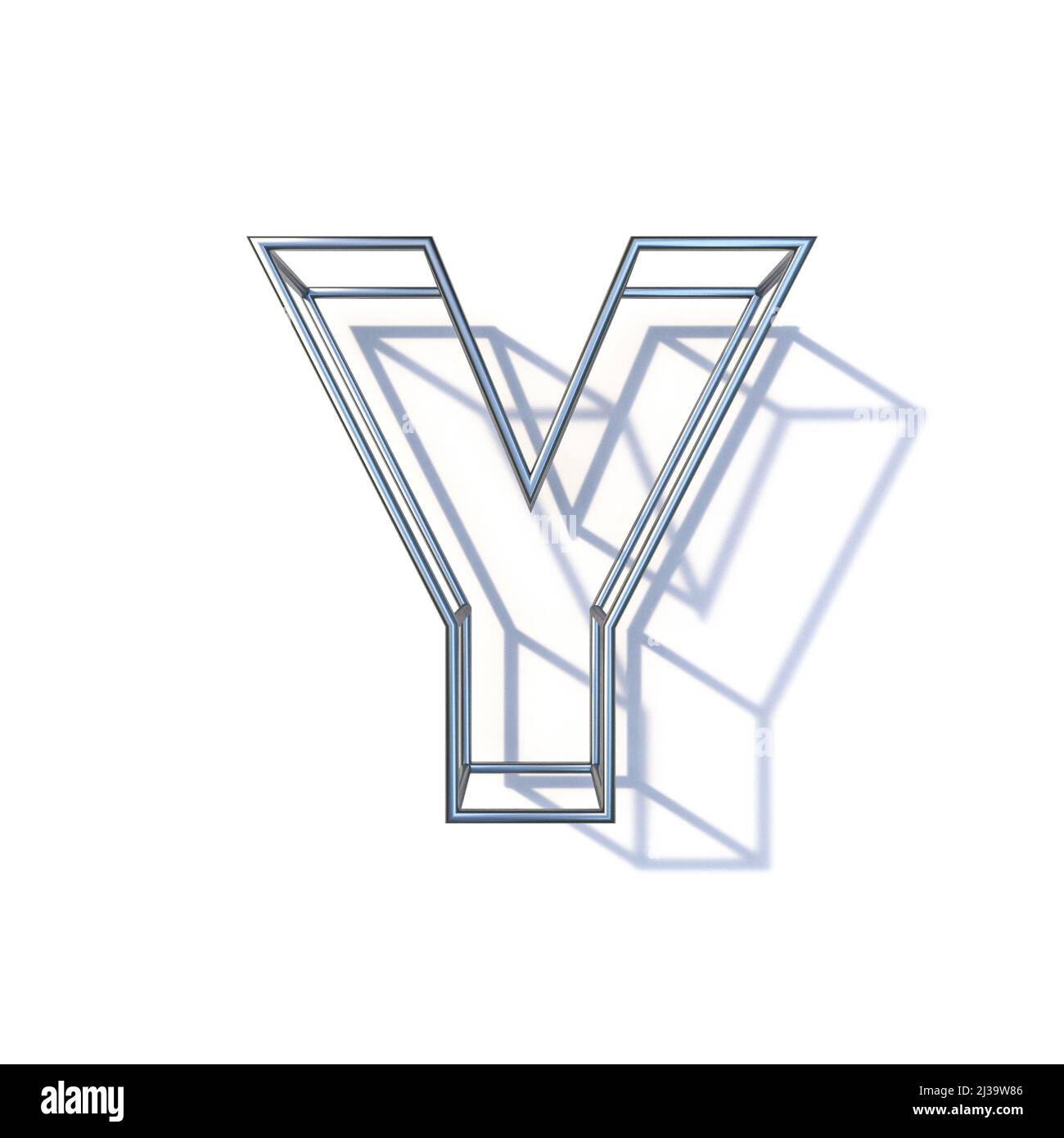 Police de trame en fil d'acier Letter y 3D rendu illustration isolée sur fond blanc Banque D'Images