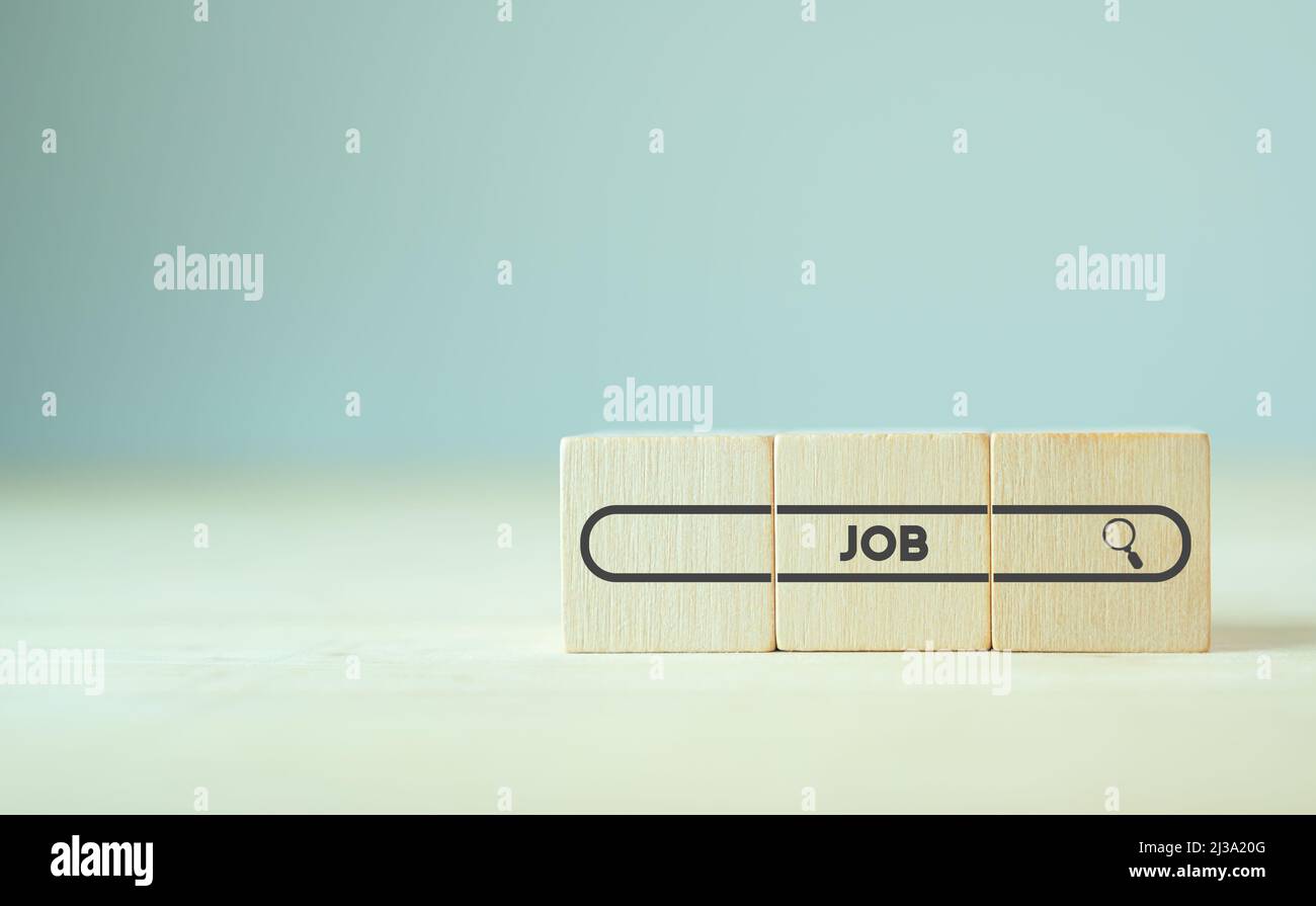 trouver un emploi sur le concept de technologie de recherche, la recherche de navigation internet utilisation pour trouver une opportunité, chance, recrutement d'agence d'affaires, réunion ou Banque D'Images
