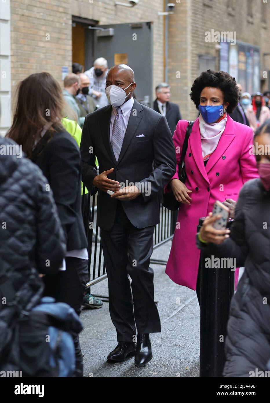 Broadway, New York, États-Unis, le 06 avril 2022 - le maire Eric Adams se joint aux étudiants aujourd'hui pour un spectacle de Broadway à New York. Photo: Crédit PHOTO Luiz Rampelotto/EuropaNewswire OBLIGATOIRE. Banque D'Images