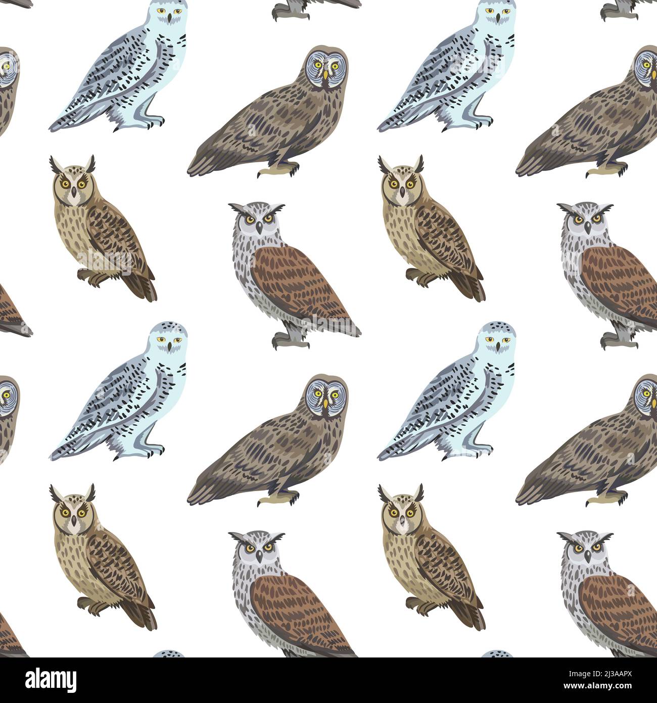 Motif sans coutures avec chouettes pour un motif et un tissu. Illustration de Vecteur