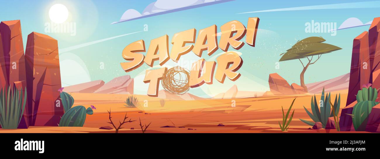 Safari tour bande dessinée, voyage aventure en Afrique, désert avec