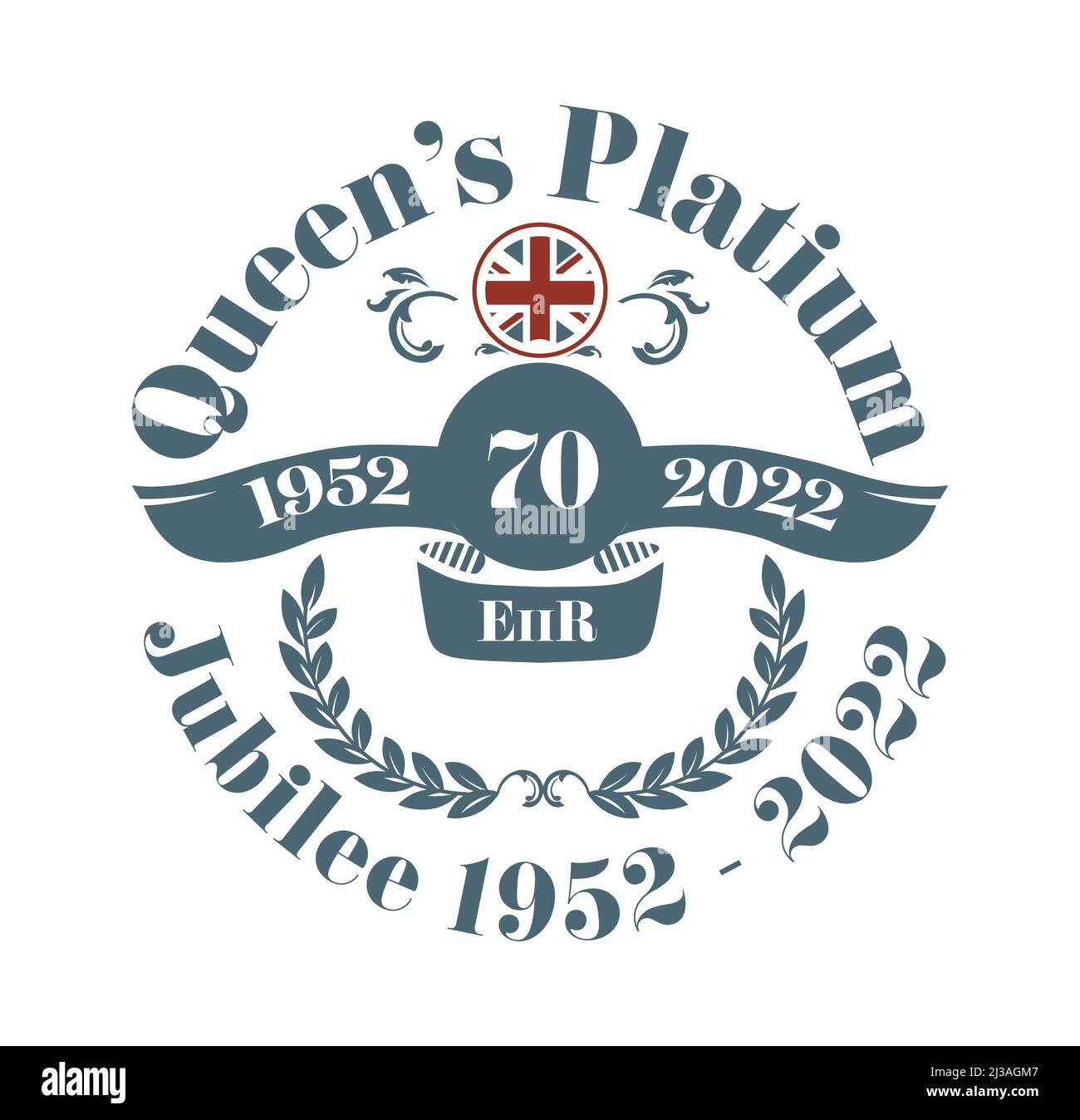 Le Queens Platinum Jubilee 2022 - en 2022, sa Majesté la Reine deviendra le premier monarque britannique à célébrer un Jubilé de platine après 70 ans Illustration de Vecteur
