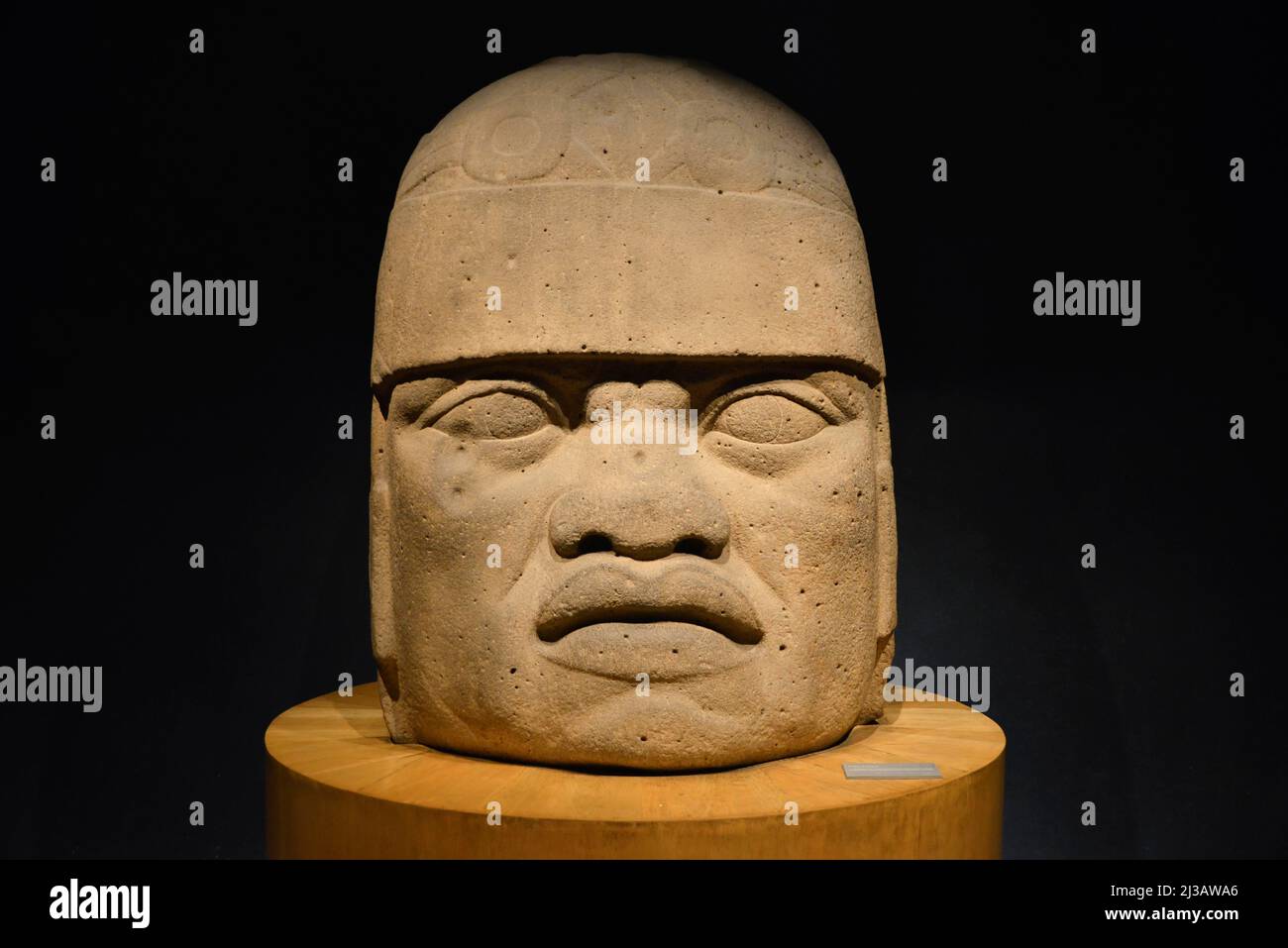 Olmec Colossal Head, Musée national Museo Nacional de Antropologia, Mexico, Mexique Banque D'Images