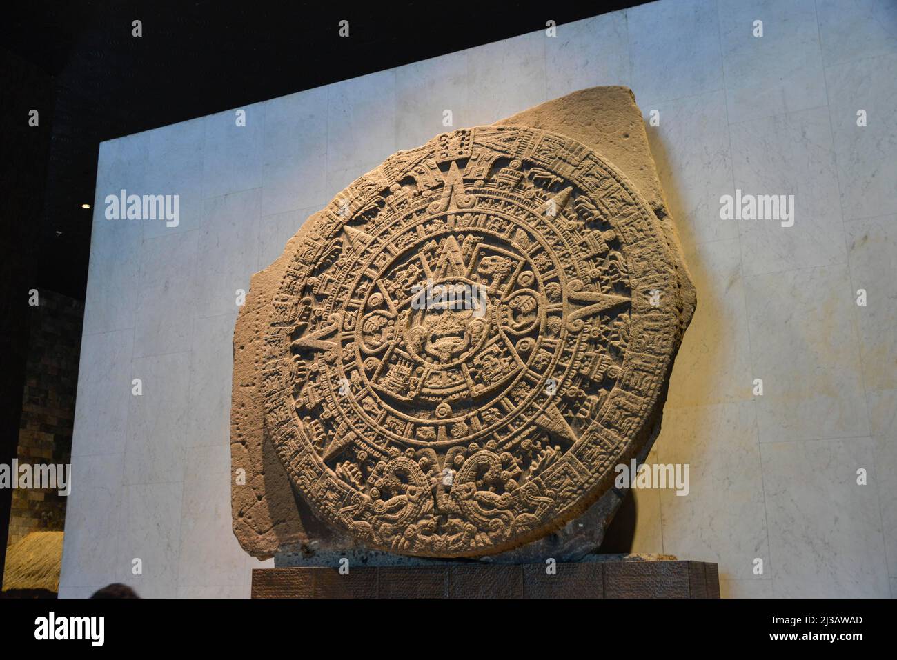 Calendrier aztèque Piedra del sol, Musée national Museo Nacional de Antropologia, Mexico, Mexique Banque D'Images