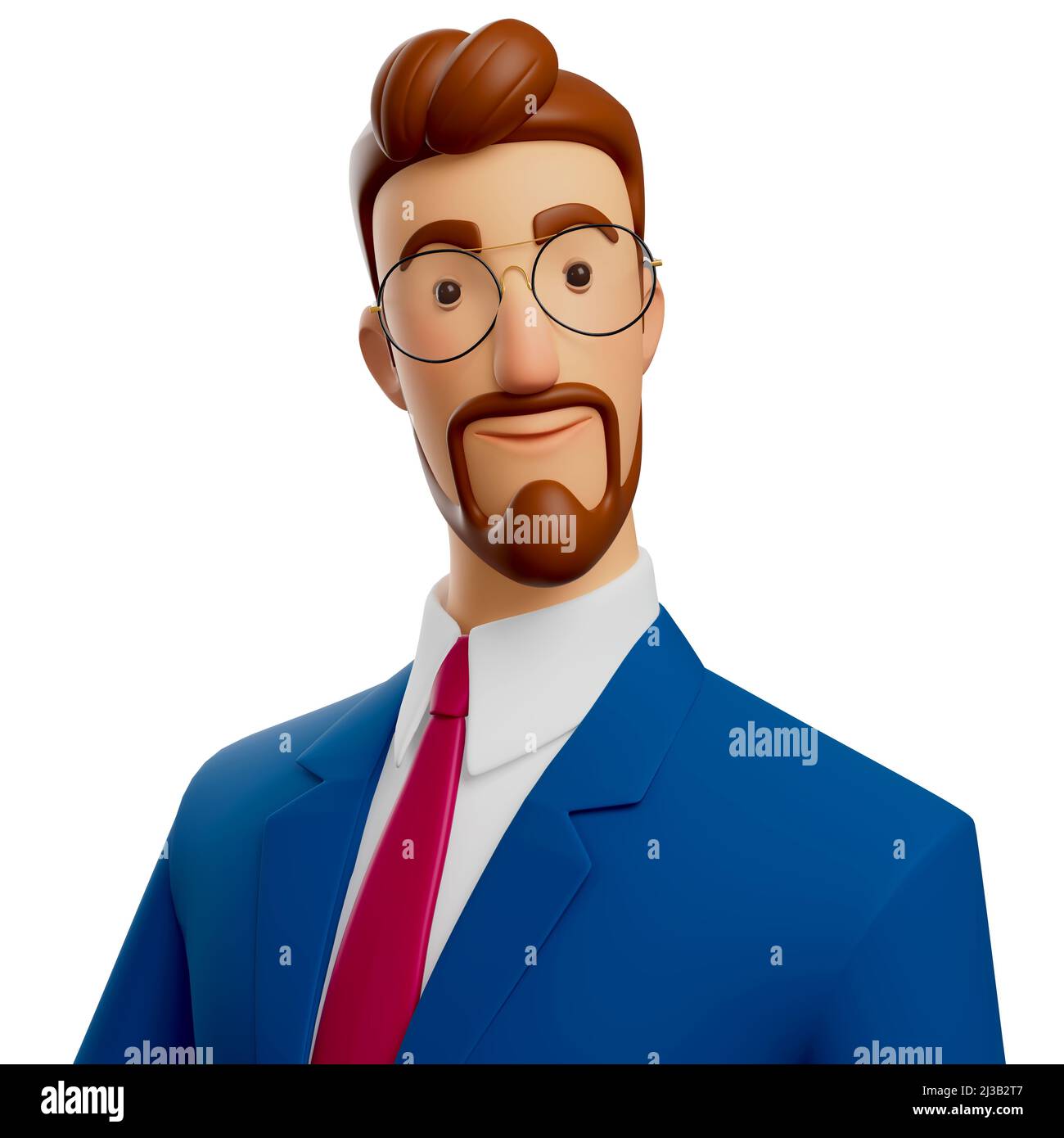 3D illustration d'un homme d'affaires souriant en gros plan. Mignon dessin animé avatar homme, visage de personnage, isolé sur fond blanc Banque D'Images