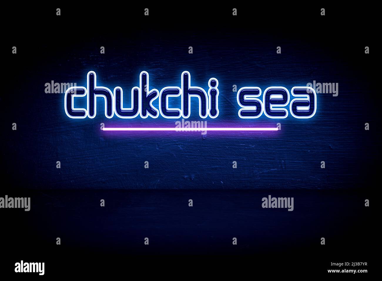 Chukchi Sea - panneau d'annonce au néon bleu Banque D'Images
