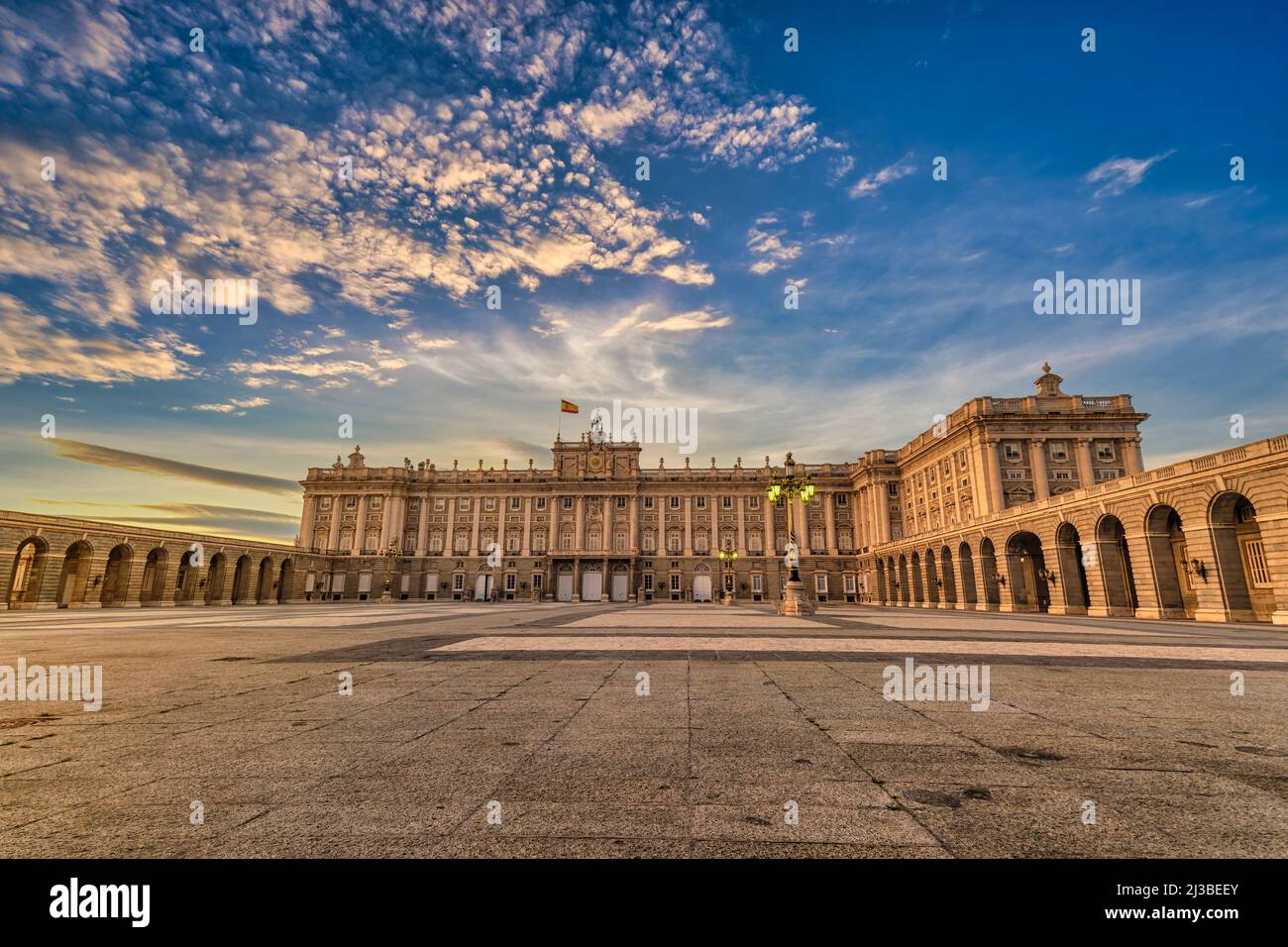 Madrid Espagne, vue sur la ville au Palais Royal de Madrid Banque D'Images
