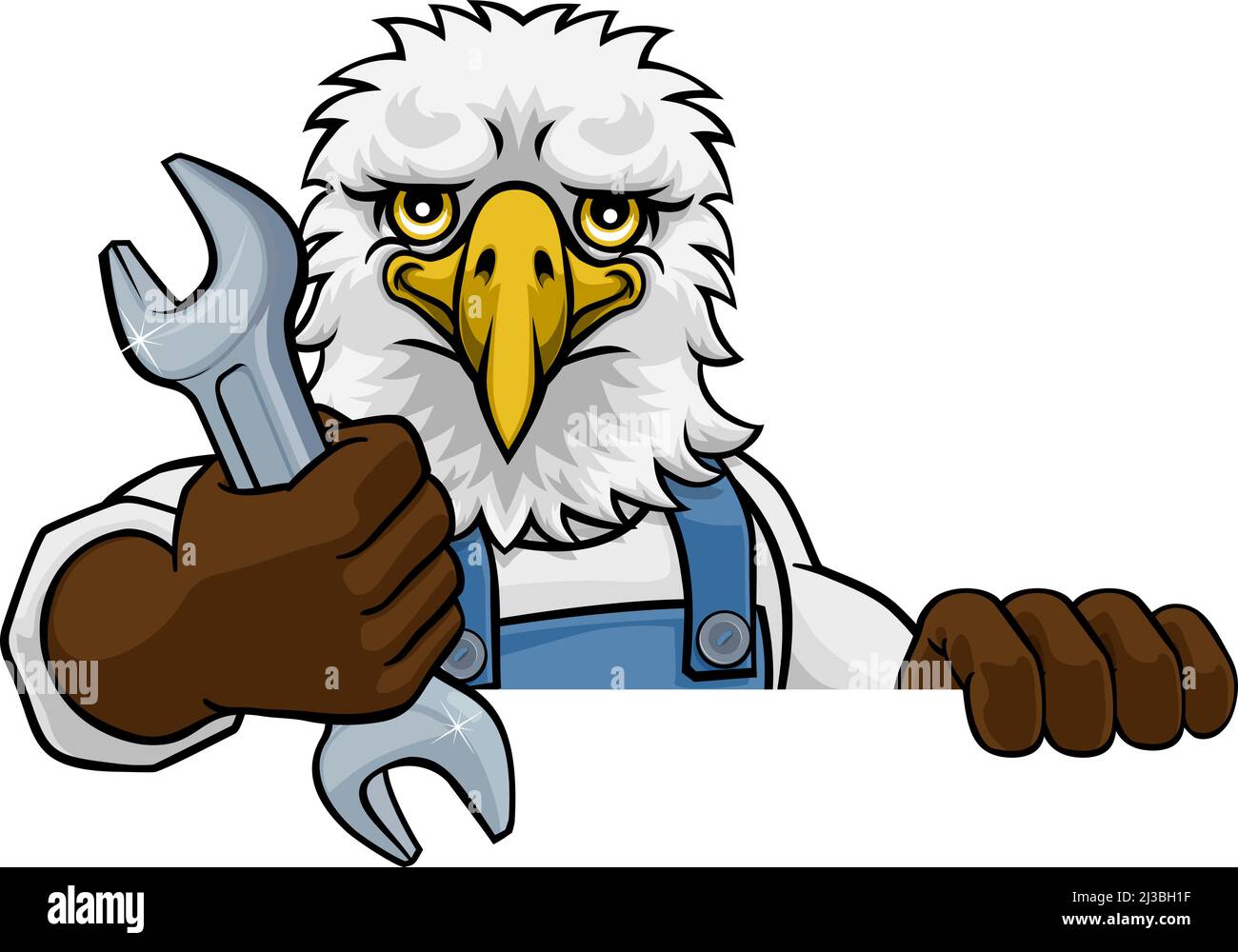 Eagle Plumber Ou Mechanic Holding Spanner Illustration de Vecteur