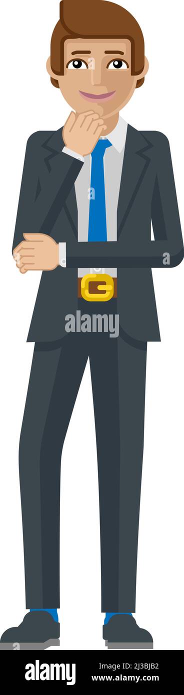 Business Man Thinking Mascot concept Illustration de Vecteur