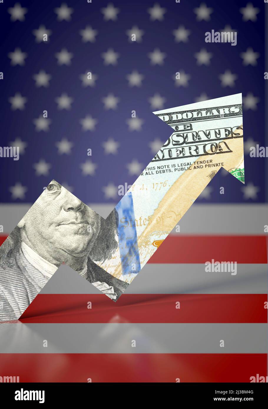 Le graphique en dollars augmente, format portrait Banque D'Images