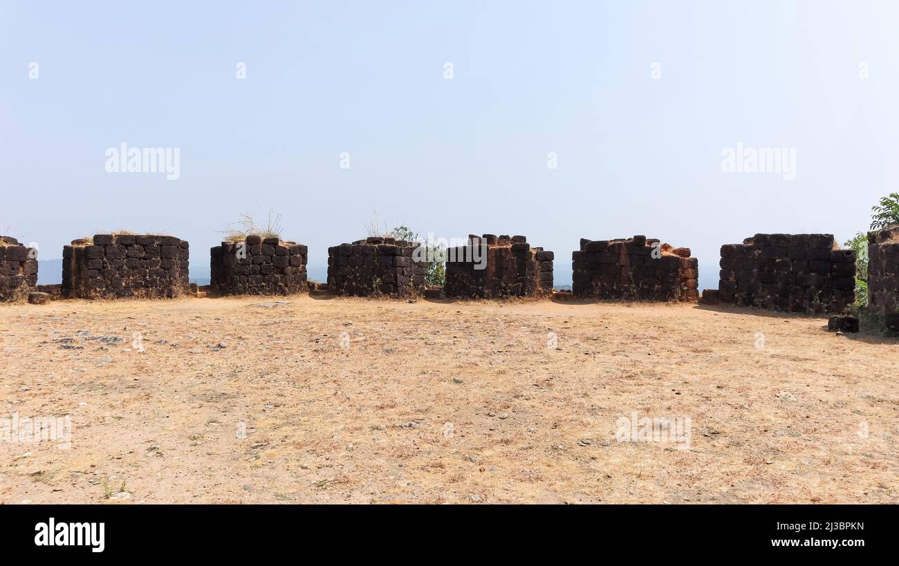 Vue de la ruine Watch of Kavaledurga fort, Shimoga, Karnataka, Inde Banque D'Images