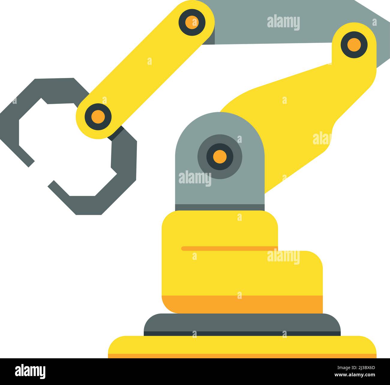 Bras automatisé de l'industrie. Machine à main robot jaune Illustration de Vecteur