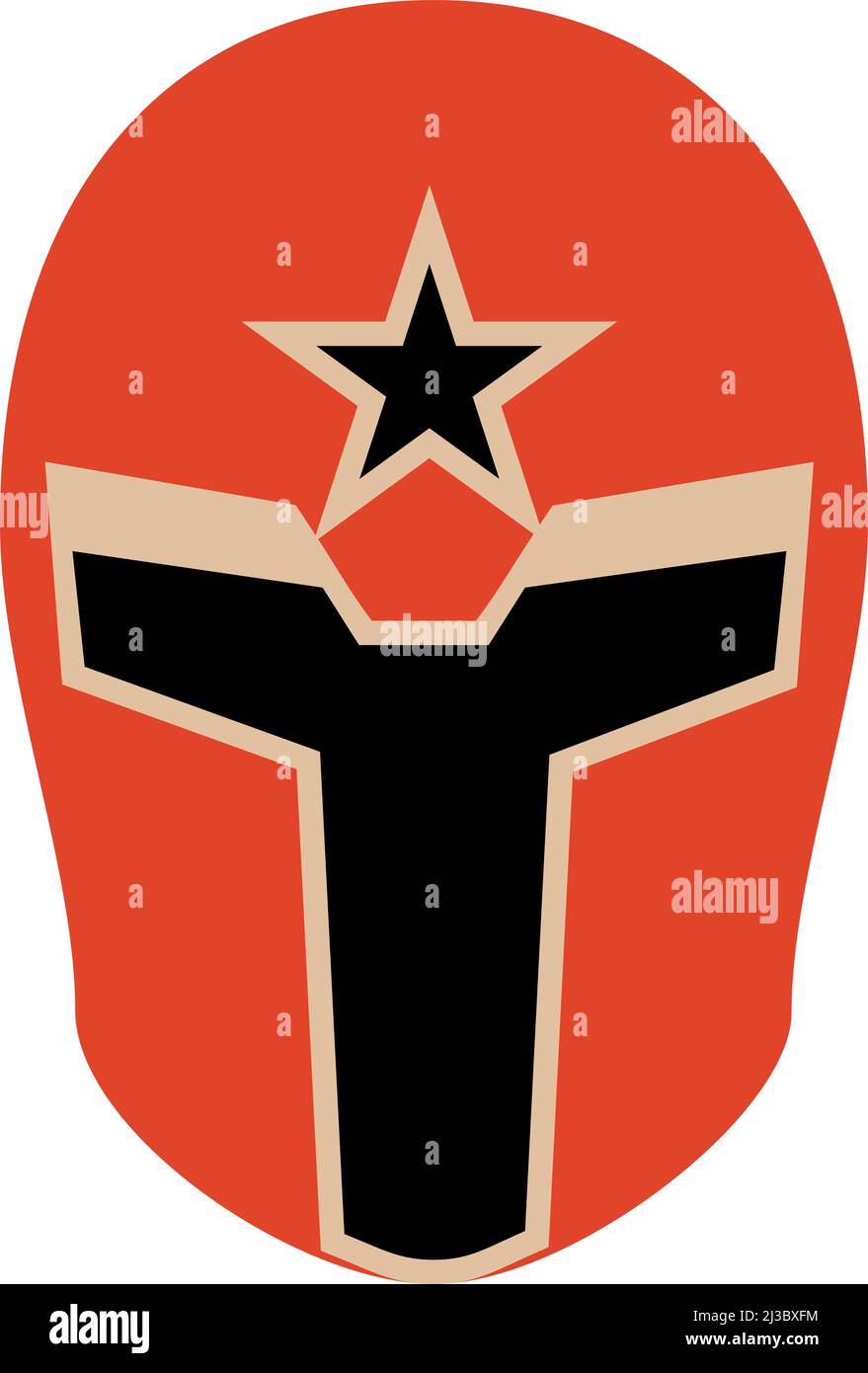 Masque Super Soldier. Casque militaire de dessin animé avec étoile Illustration de Vecteur