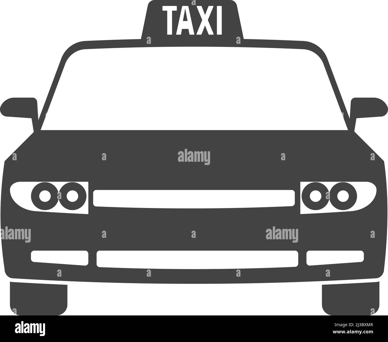 Vue de face de la voiture de taxi. Icône automatique noire Illustration de Vecteur