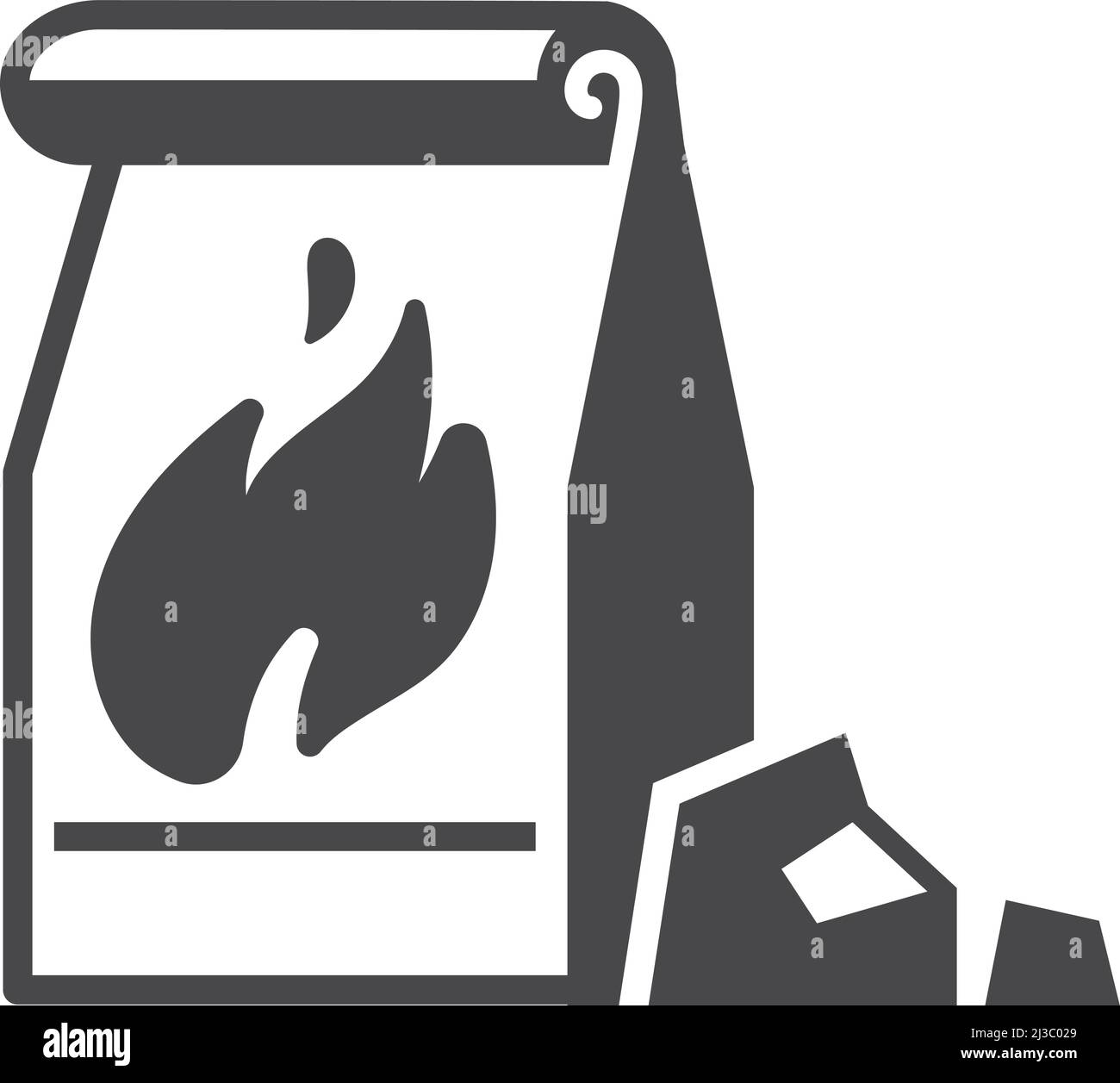 Icône de sac de papier au charbon. Faire griller du carburant Illustration de Vecteur