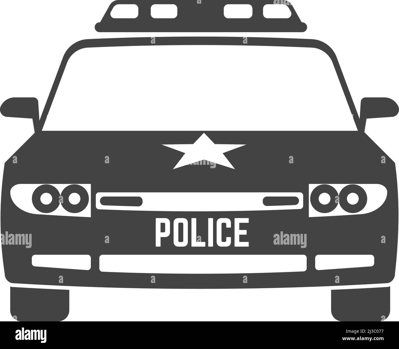 Icône de voiture de police. Vue avant de Patrol Auto Illustration de Vecteur