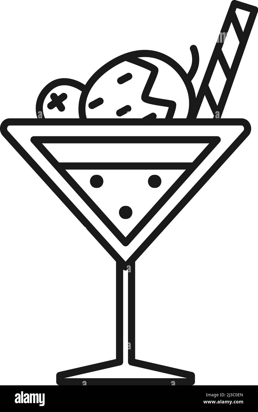 Icône de la ligne de verre à cocktail. Boissons aux fruits Illustration de Vecteur