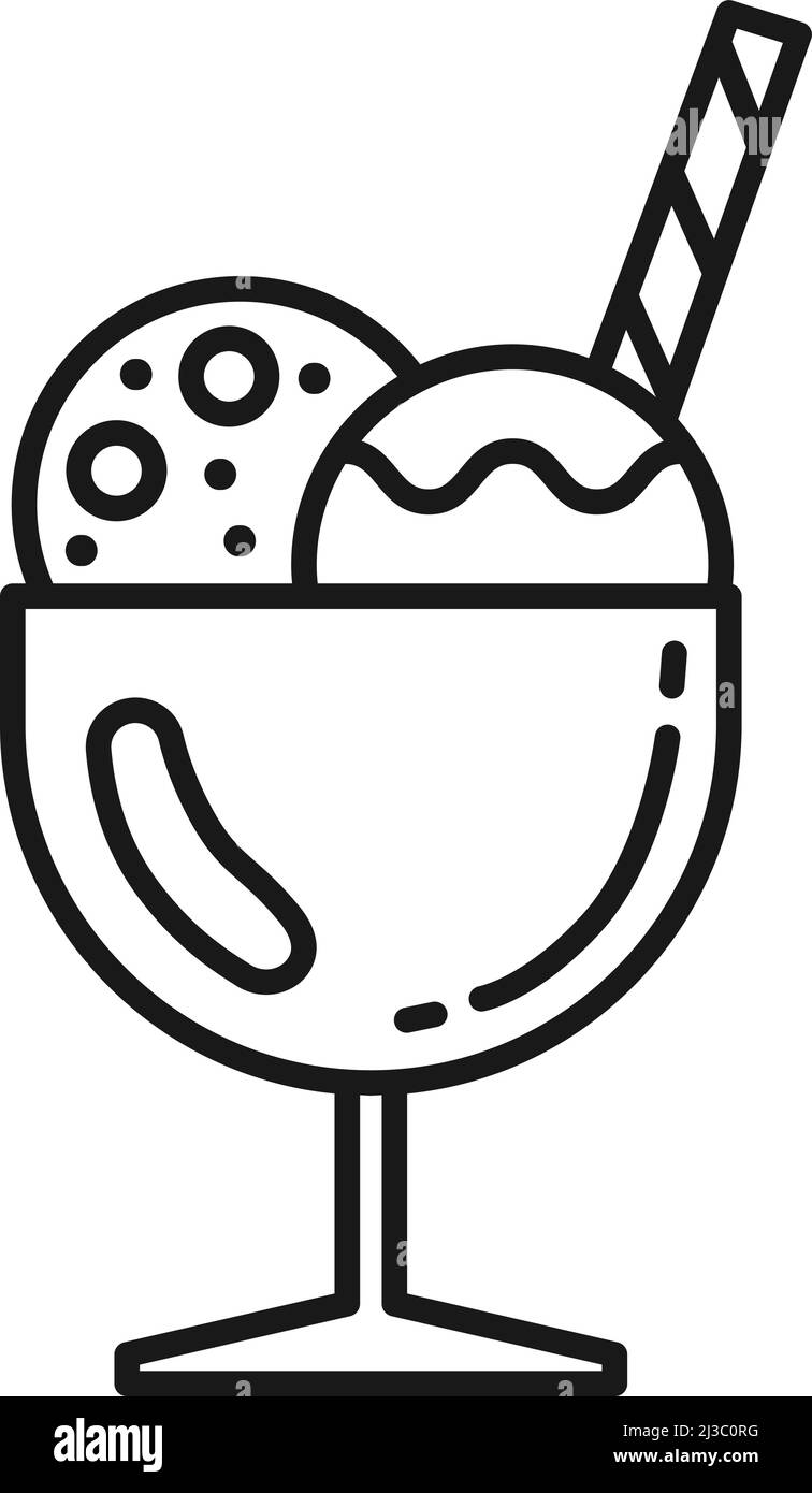 Icône en verre de glace. Sundae avec des pelles surgelées. Sorbet Illustration de Vecteur