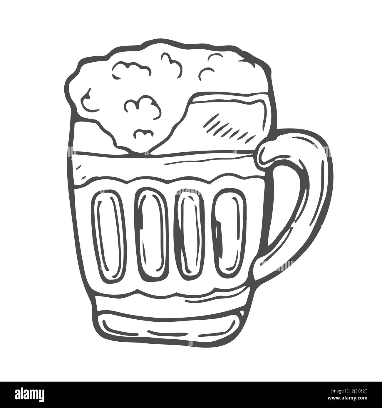 Tasse de bière Doodle. Éléments de croquis pour le festival de l'oktoberfest. Illustration de Vecteur