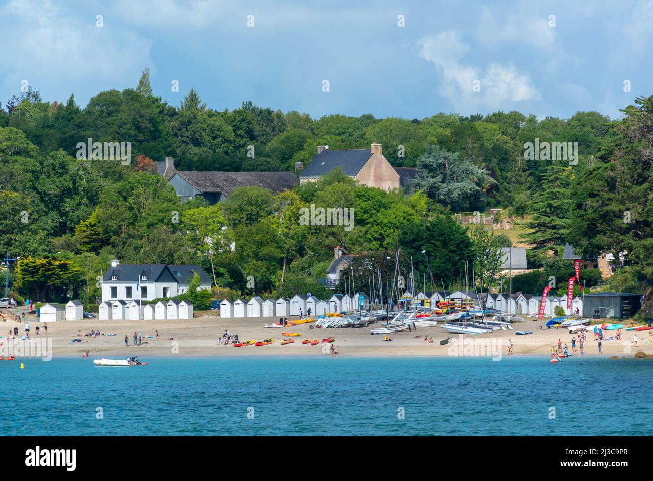 Vue sur la plage pittoresque de Port Manech dans le Finistère, Bretagne, France Banque D'Images