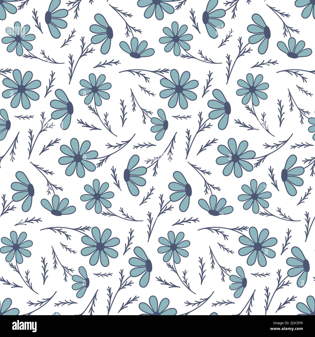 Fleur grise avec tige et feuille tendance biologique sans couture motif, papier peint emballage dessin textile Banque D'Images