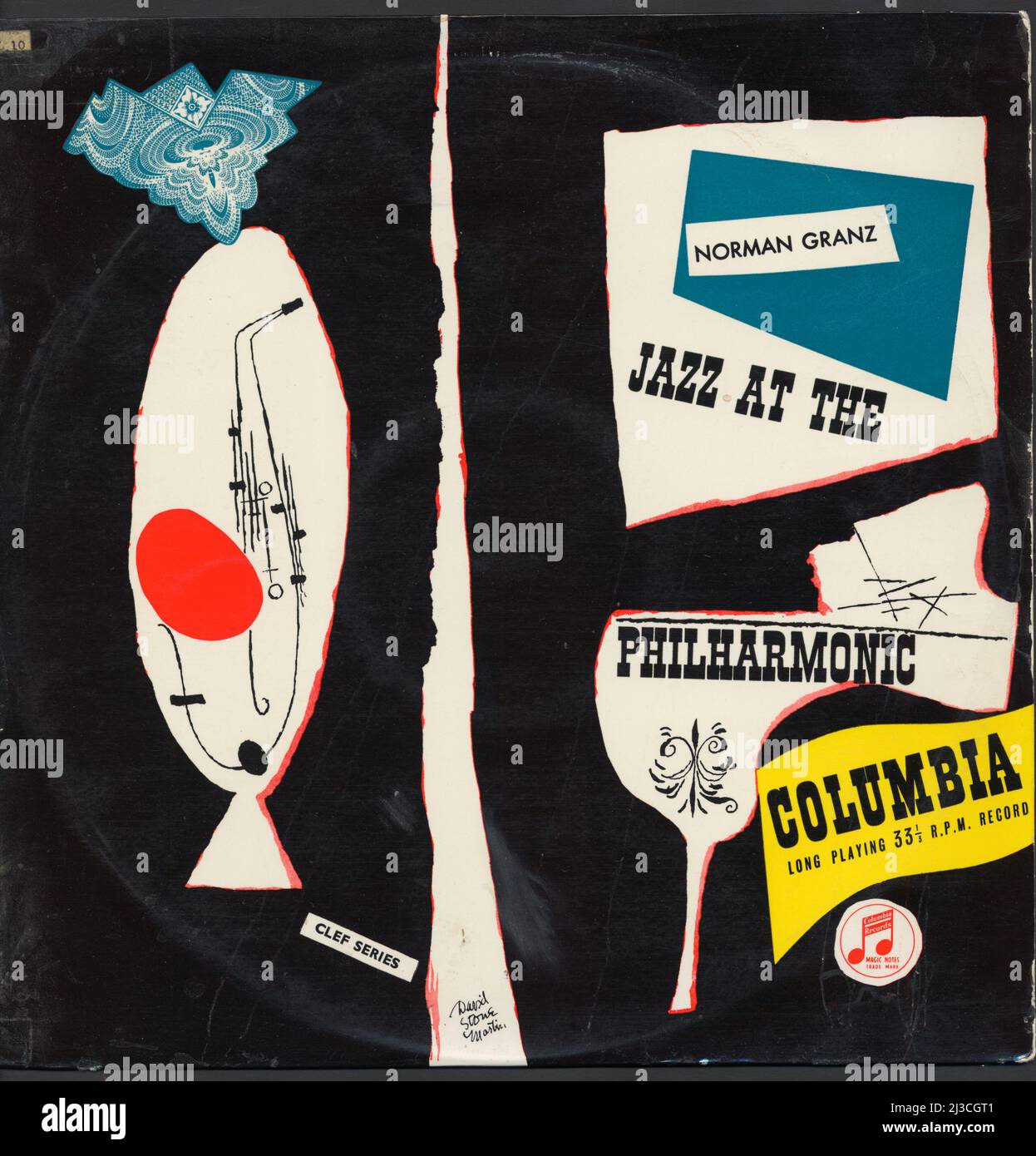 Norman Granz Jazz à l'Orchestre philharmonique. Columbia enregistre la série Clef. Conception de la couverture David Stone Martin. Banque D'Images