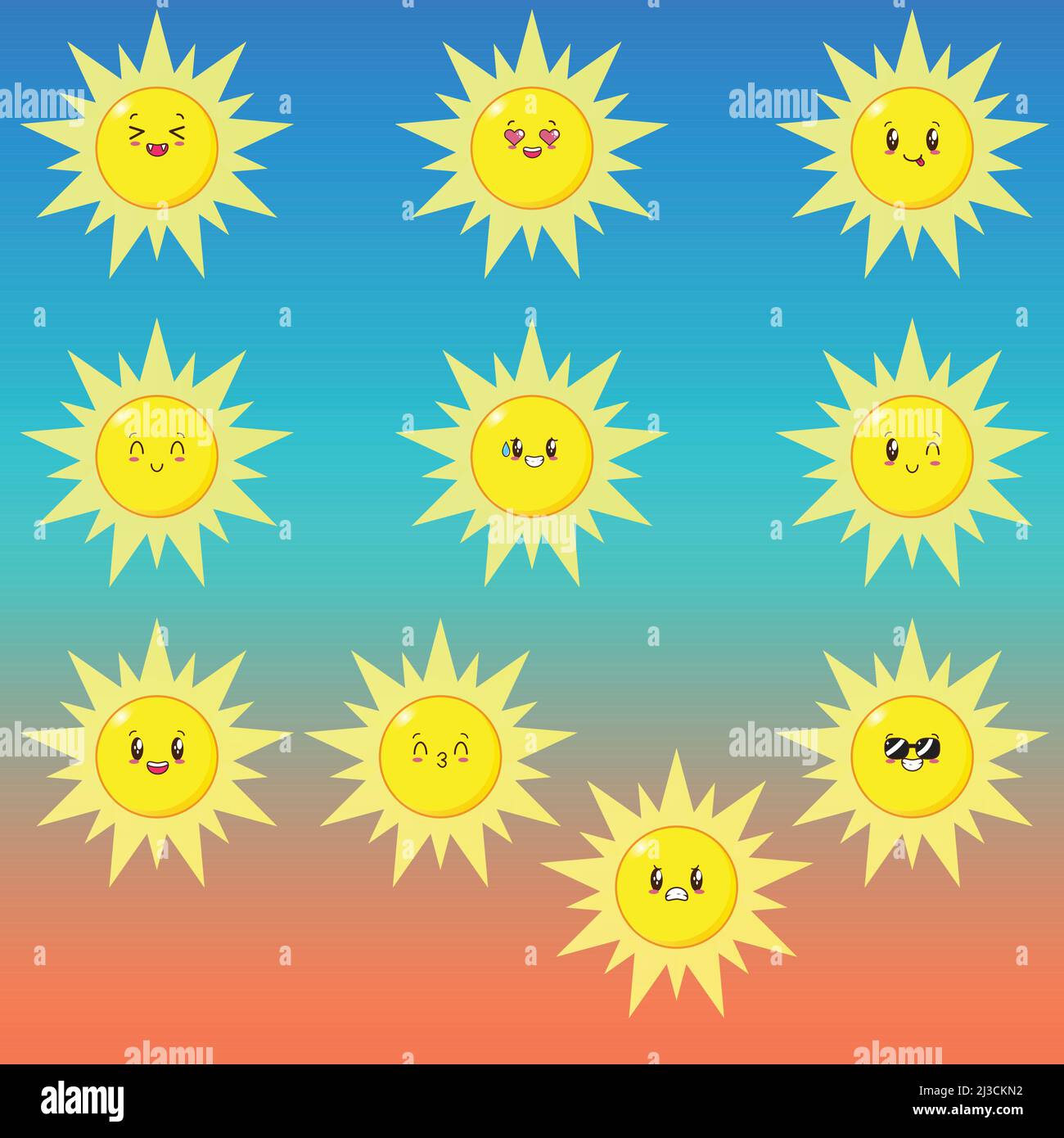 Collection emoji mignonne et amusante Illustration de Vecteur