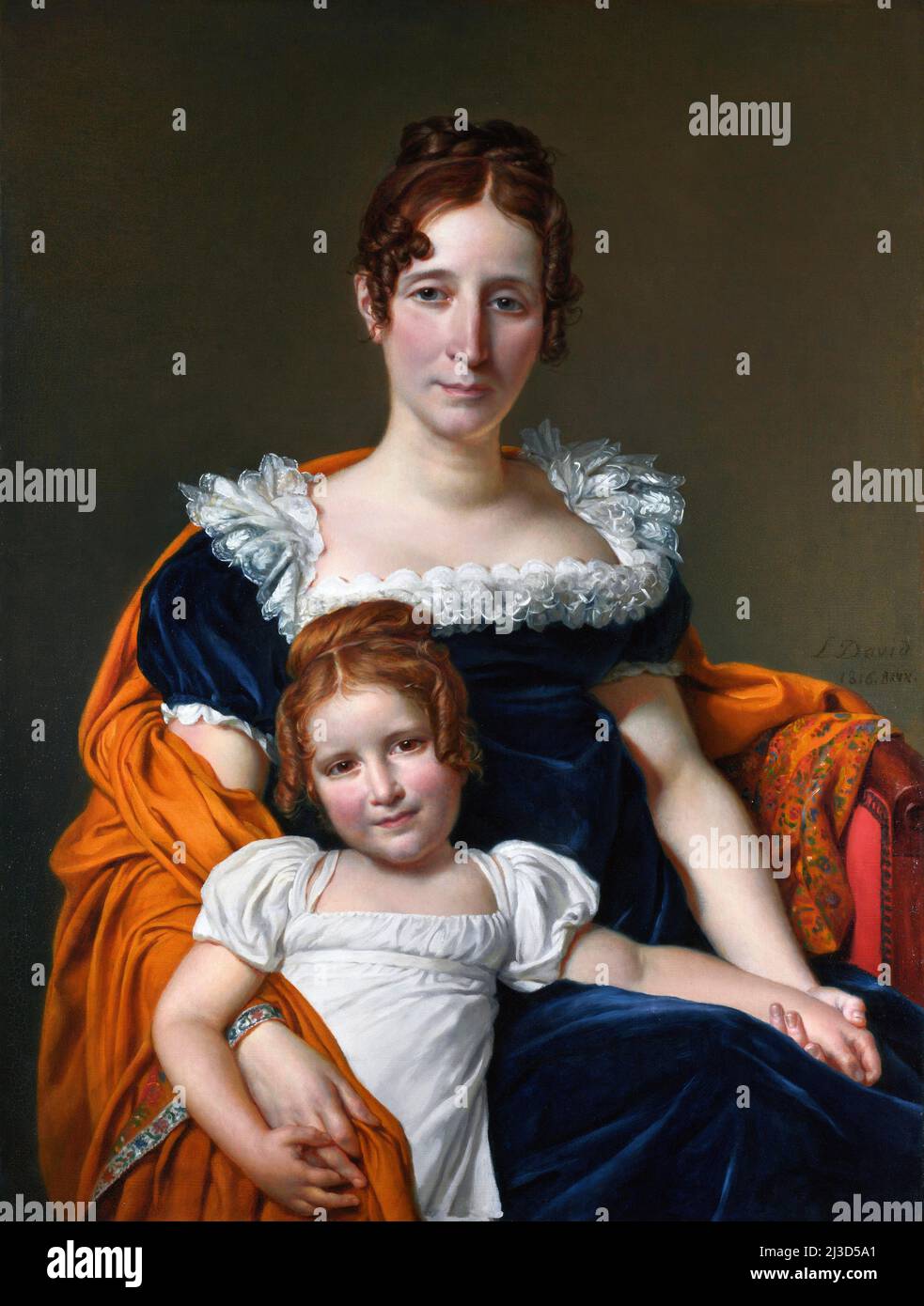 Portrait de la Comtesse Vilain XIIII et de sa fille de Jacques-Louis David (1748-1825), huile sur toile, 1816 Banque D'Images